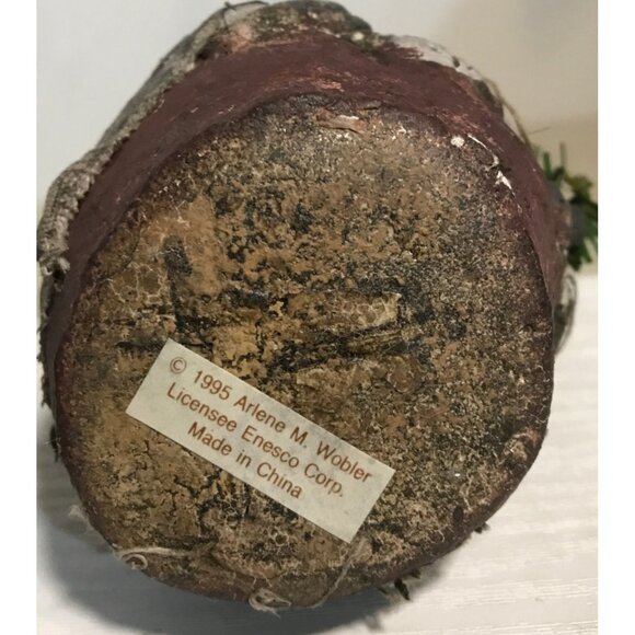 1995 Enesco Arlene Wobler Folk Art Woblers Woods Santa Figures Set of 2 - Picture 14 of 16